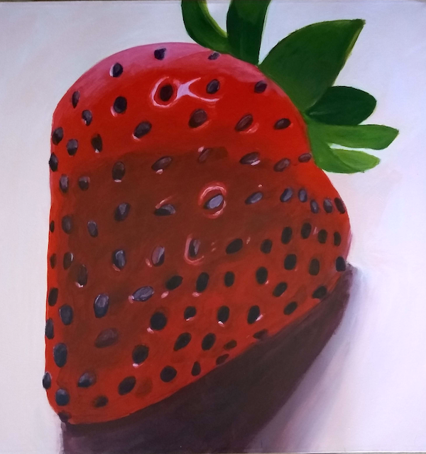 painting of a close-up of a strawberry